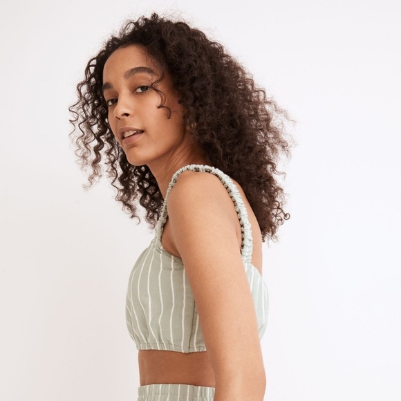 NWT madewell organic cotton crop tank green stripe size S - Picture 3 of 5